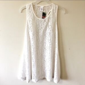 NWT West Loop Women’s Swimsuit Cover-Up White Lace Sleeveless Racerback EUC